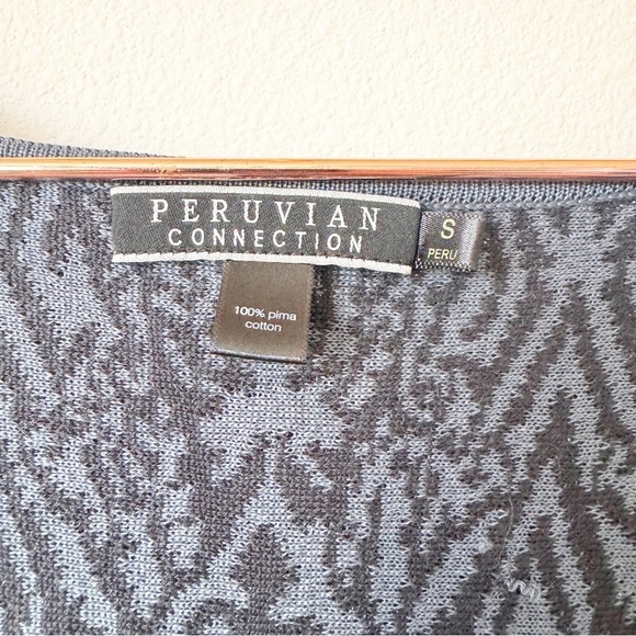 Peruvian Connection Fiesole Pima Cotton Dress Womens Size S Blue Black Jacquard - Picture 6 of 9